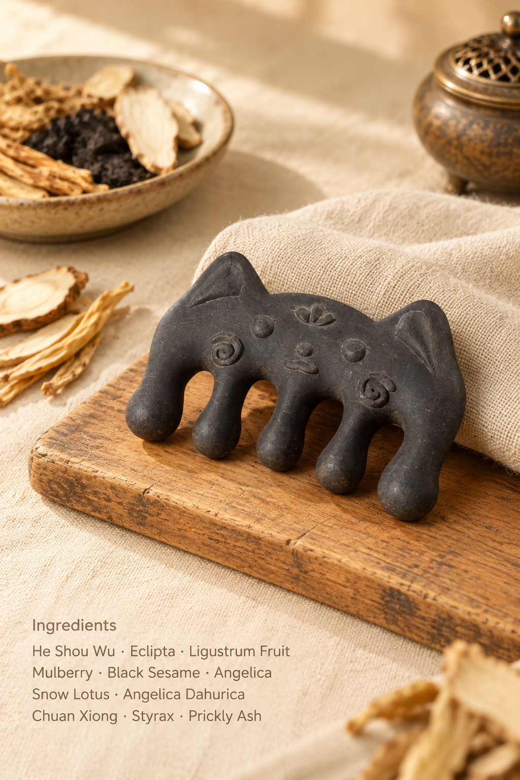 Handcrafted Herbal Massage Comb Anti Hair Loss & Hair Growth Support Boosts Blood Circulation & Relieves Stress