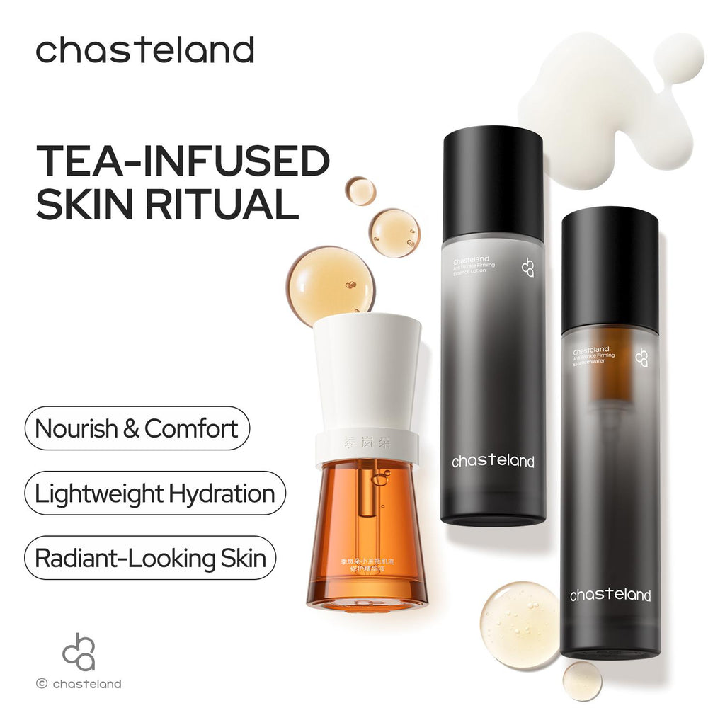 Chasteland-Tea Polyphenol Essence&Emulsion Set:Offers antioxidant and brightening benefits; firms the skin, repairs the barrier, and soothes sensitivity. It provides deep hydration while preventing dullness and signs of aging—an ideal gift.Korean skincare