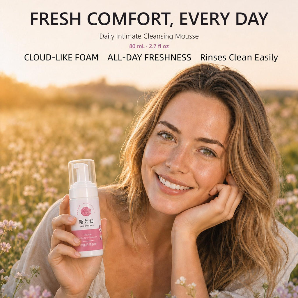 MORUCHU Intimate Cleansing Mousse for Women, Gentle Foaming Feminine Wash, Plant‑Derived Formula, Daily External Intimate Care, 80ml