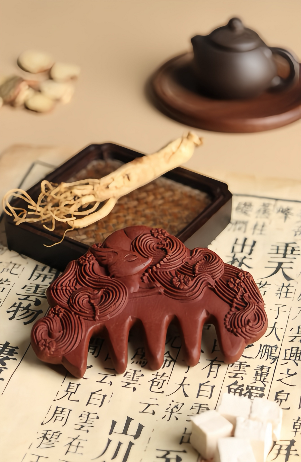 Handcrafted Herbal Massage Comb Anti Hair Loss & Hair Growth Support Boosts Blood Circulation & Relieves Stress