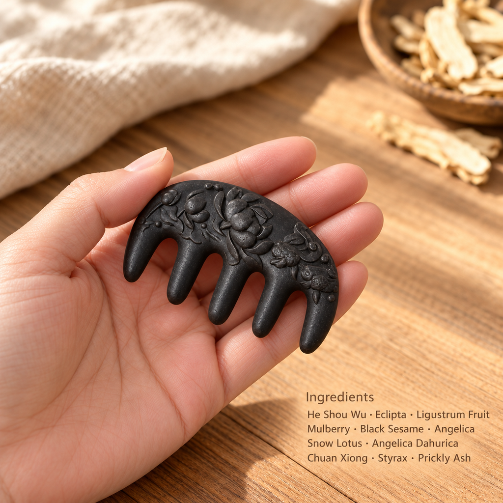 Handcrafted Herbal Massage Comb Anti Hair Loss & Hair Growth Support Boosts Blood Circulation & Relieves Stress