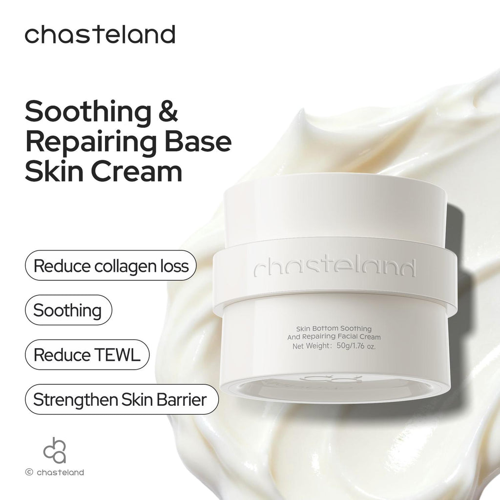 Chasteland Repairing Cream: Soothing, hydrating, and gentle—the top choice for sensitive skin. Wrinkle care that alleviates sensitivity while infusing sagging skin with plump elasticity; a premium at-home spa ritual.Korean skincare