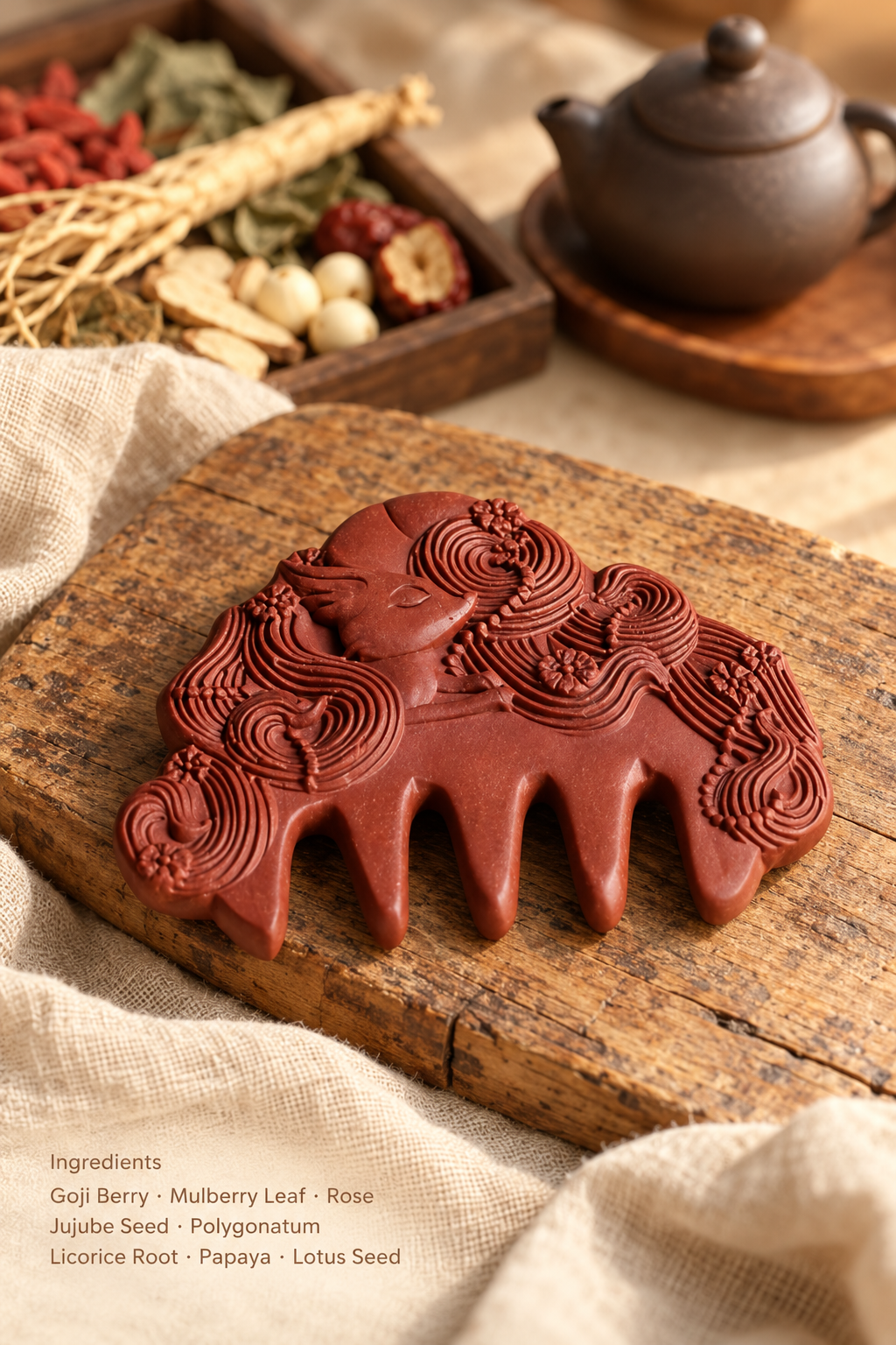 Handcrafted Herbal Massage Comb Anti Hair Loss & Hair Growth Support Boosts Blood Circulation & Relieves Stress