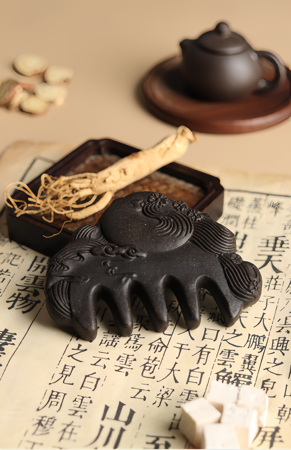 Handcrafted Herbal Massage Comb Anti Hair Loss & Hair Growth Support Boosts Blood Circulation & Relieves Stress