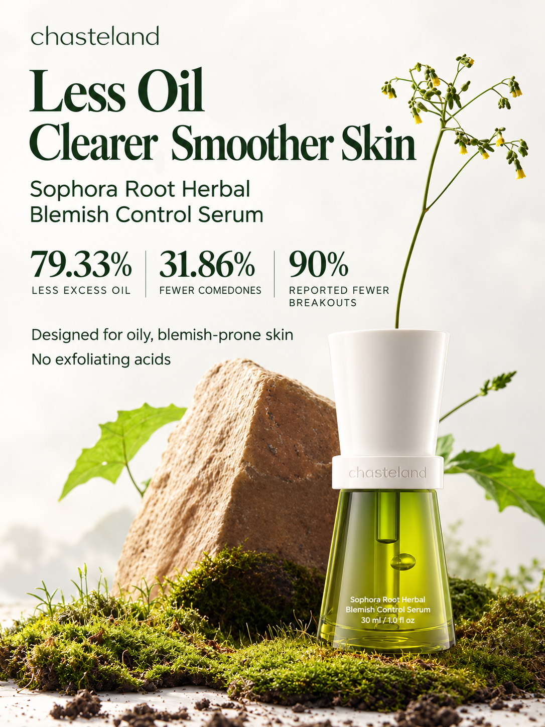Sophora Root Herbal Blemish Control Serum Rebalance Skin Microecology  Targets Breakouts, Fades Acne Marks & Calms Redness Controls Oil, Unclogs Pores for Smooth Clear Skin
